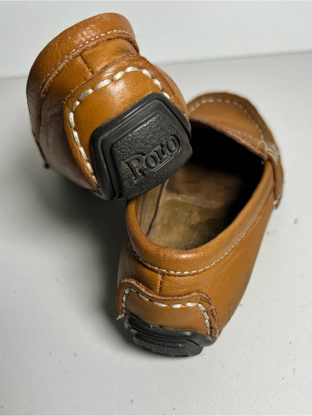 Polo Ralph Lauren Kids Size 8 Brown Leather Driving Loafers Moccasins